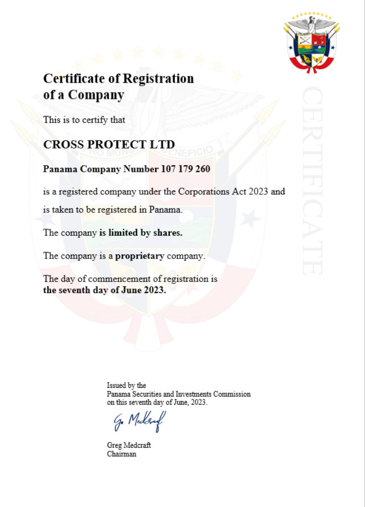 Panama business registration certificate Word and PDF template
